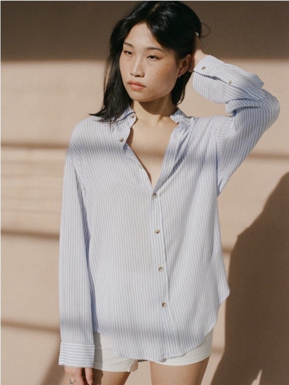 Rollas Striped Cotton Button Down Shirt Women's Size M